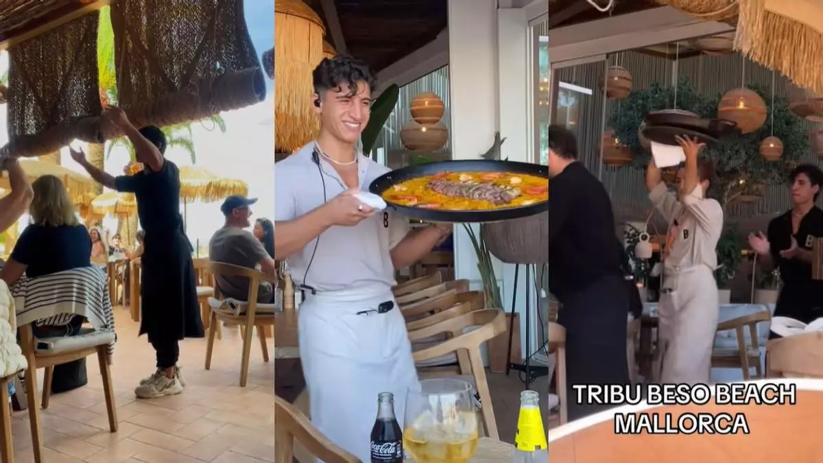 Un camarero triunfa en Mallorca por sus bailes durante el servicio en un popular 'beach club'