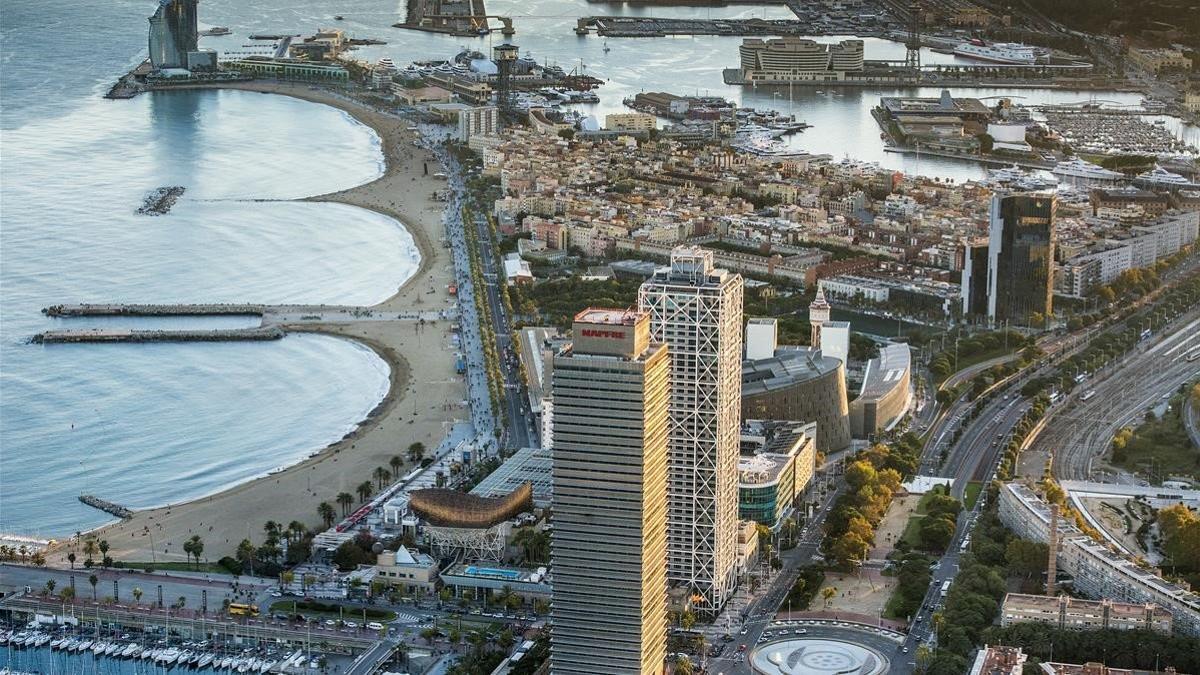 Vista áerea de Barcelona, en el barrio de la Barceloneta.