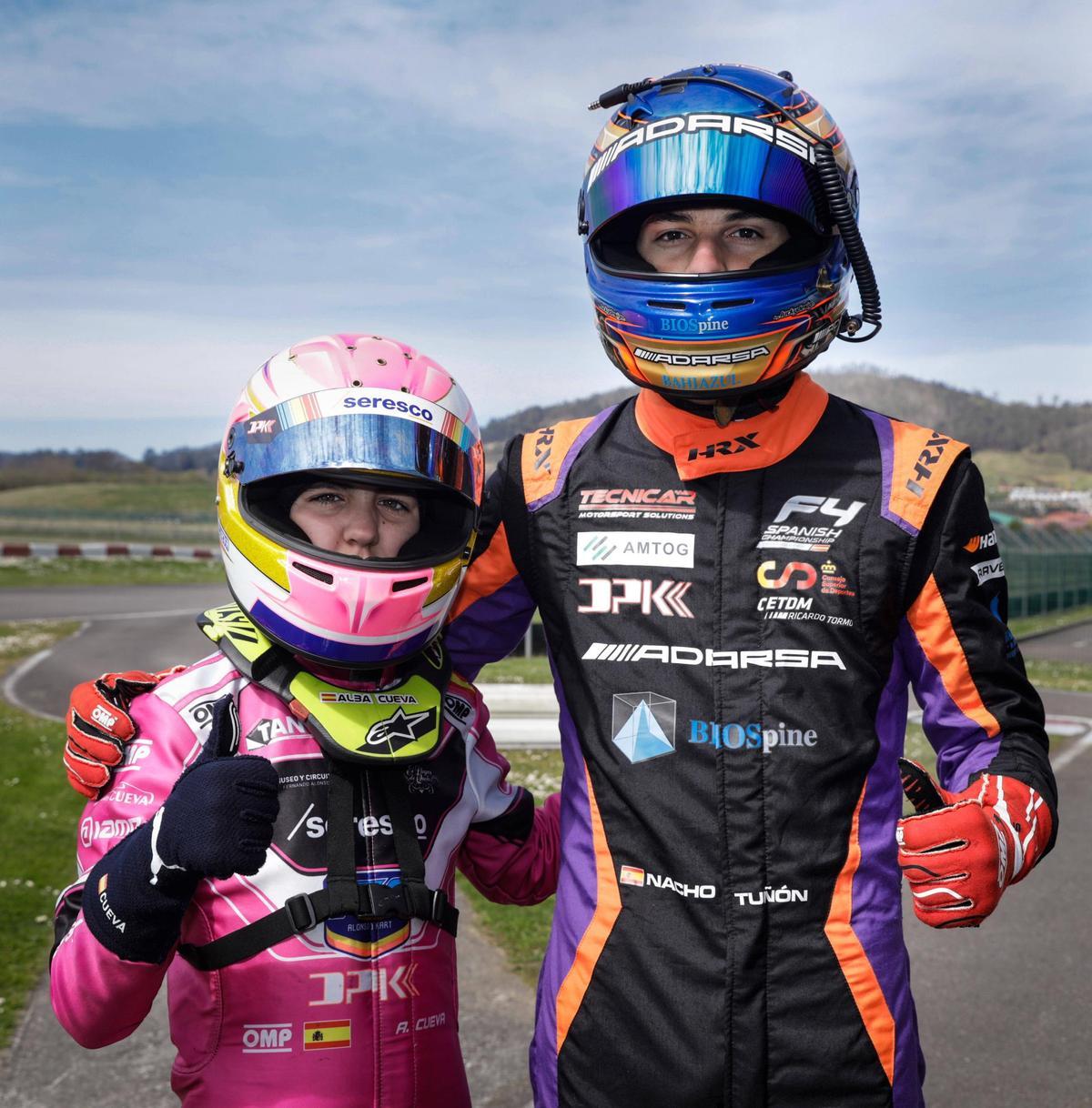 Alba Cueva y Nacho TUñón en el circuito de Alonso