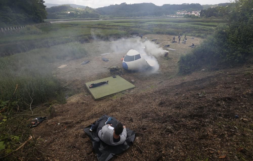 Doble simulacro de emergencias en Asturias: un accidente de avión y un gran incendio forestal