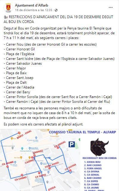 Bando de Alfarb, emitido en Facebook.