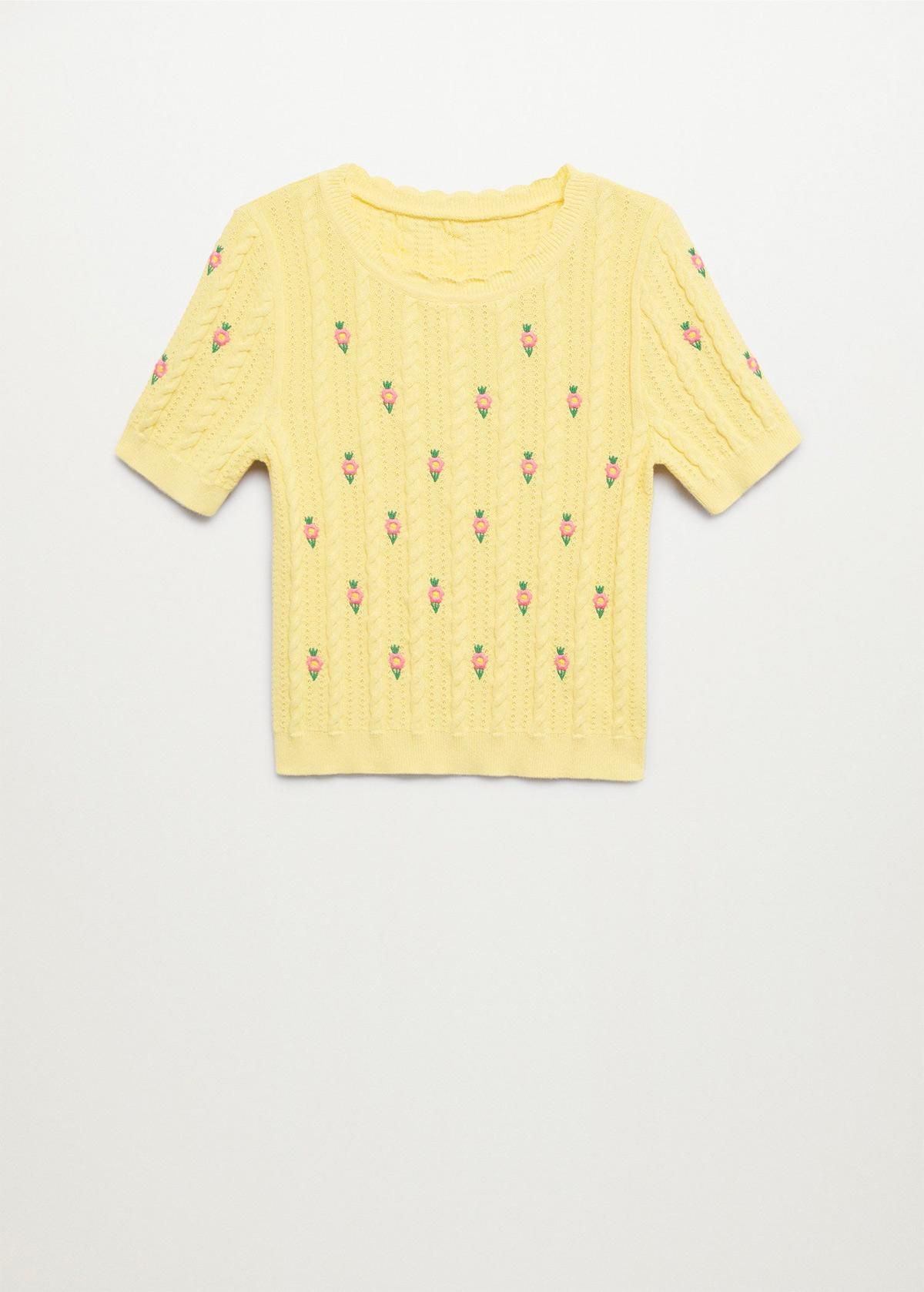 Jersey de punto en tono amarillo con estampado floral de Mango