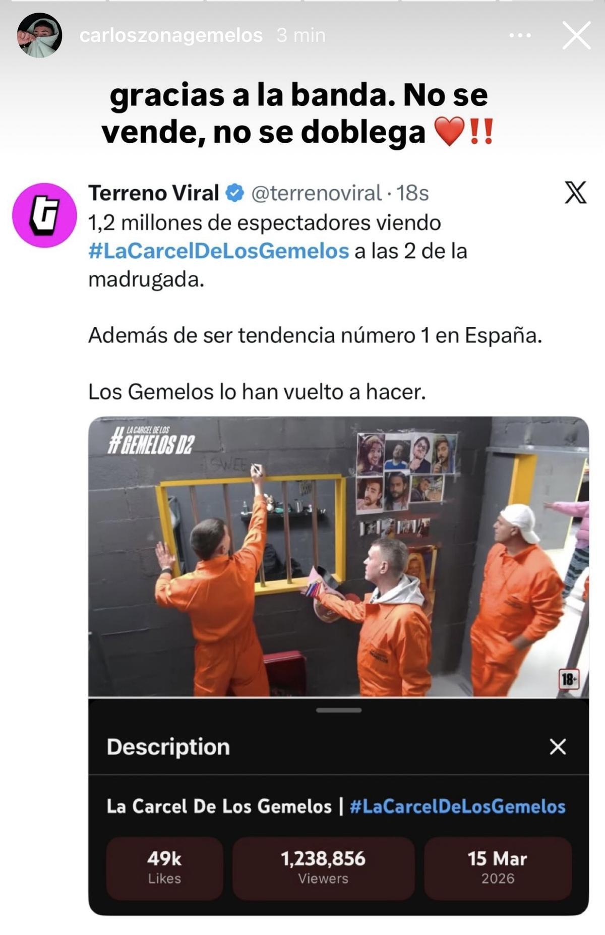 El éxito en el estreno de 'La cárcel de los gemelos'