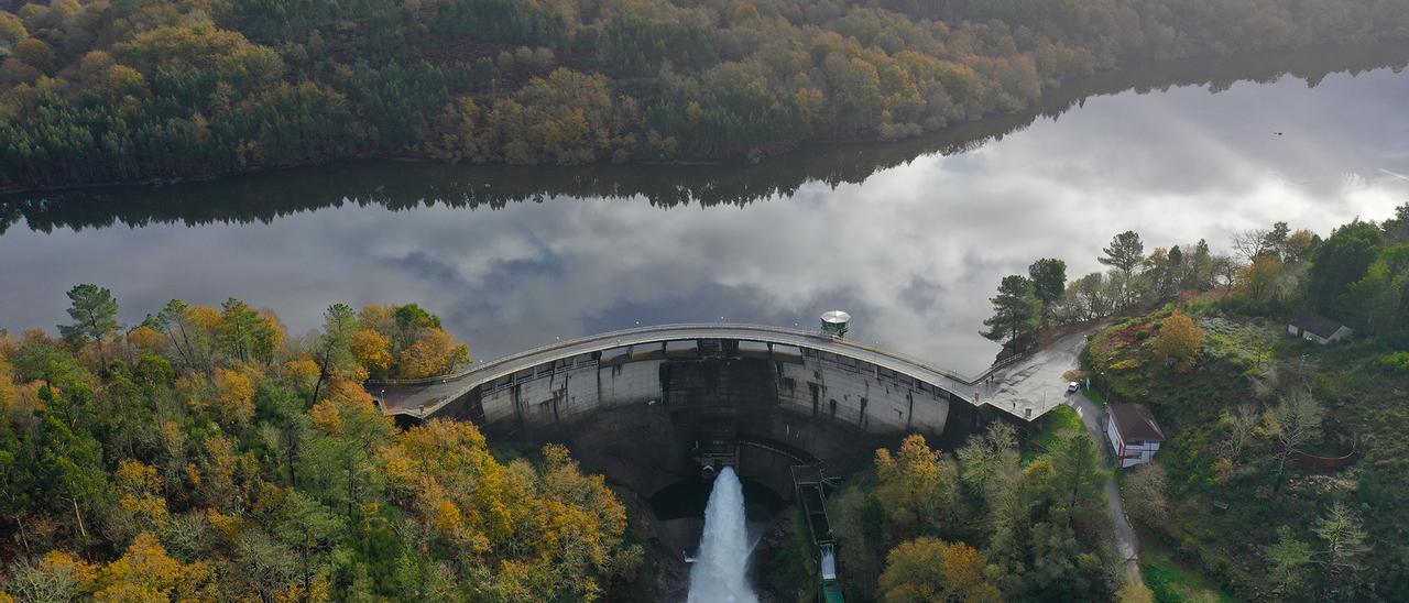 Vista aérea del embalse de Eiras, en Fornelos de Montes, de 2020