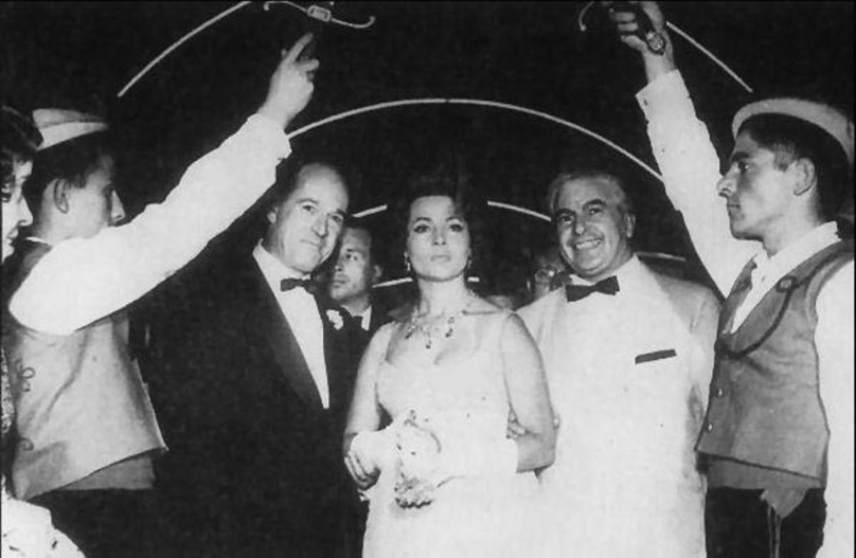 Sara Montiel con Anthony Mann en la inauguración del Festival de San Sebastián, en 1958.