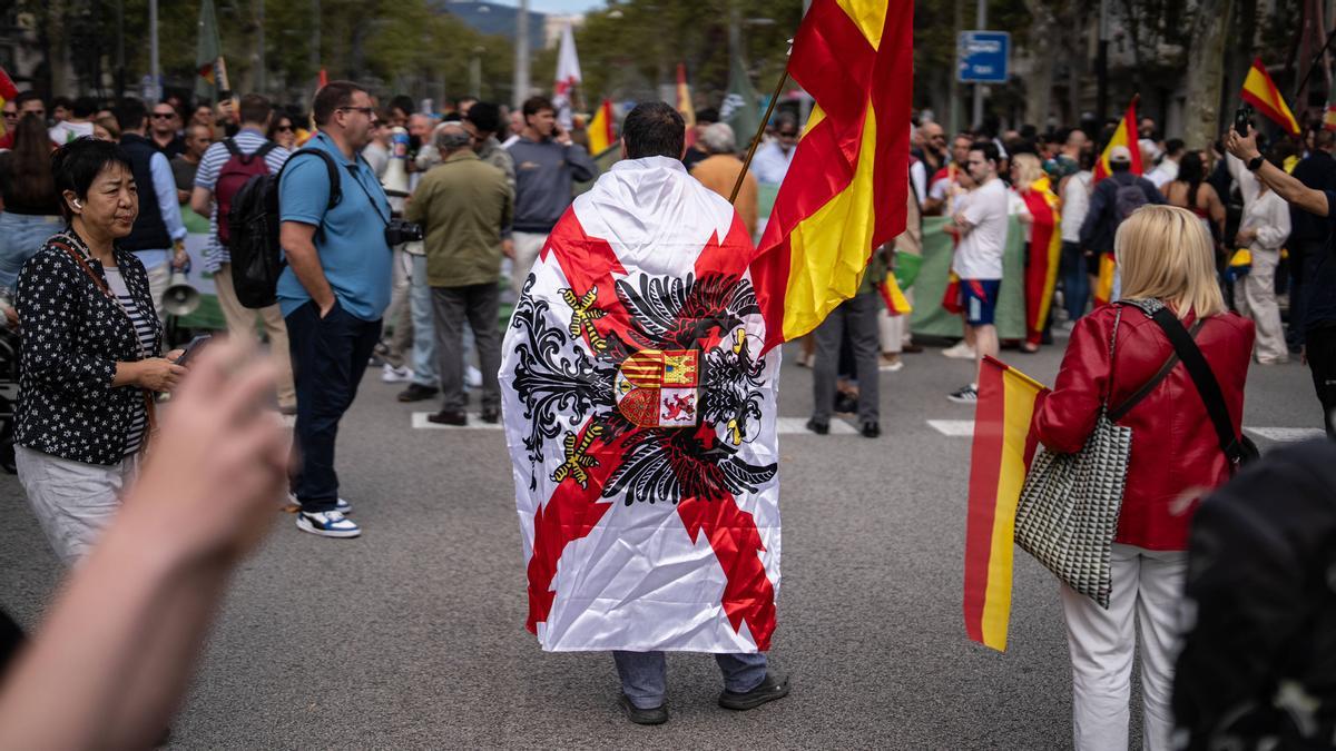 Manifestación por el 12-O, Día de la Hispanidad, en Barcelona