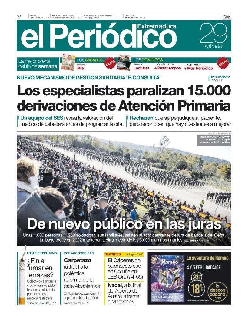 Consulta la portada correspondiente al día 29 de enero del 2022