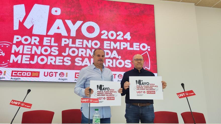 UGT y CCOO reivindicarán este 1 de mayo &quot;el pleno empleo&quot; en Aragón con reducción de la jornada y mejores salarios