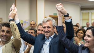 Alfonso Rueda, Luís López e Paula Prado na xunta directiva provincial do PP de Pontevedra.