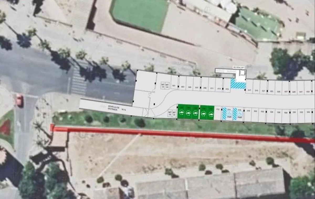 Plano de la zona del parking más cercana a Puerta de Palmas.