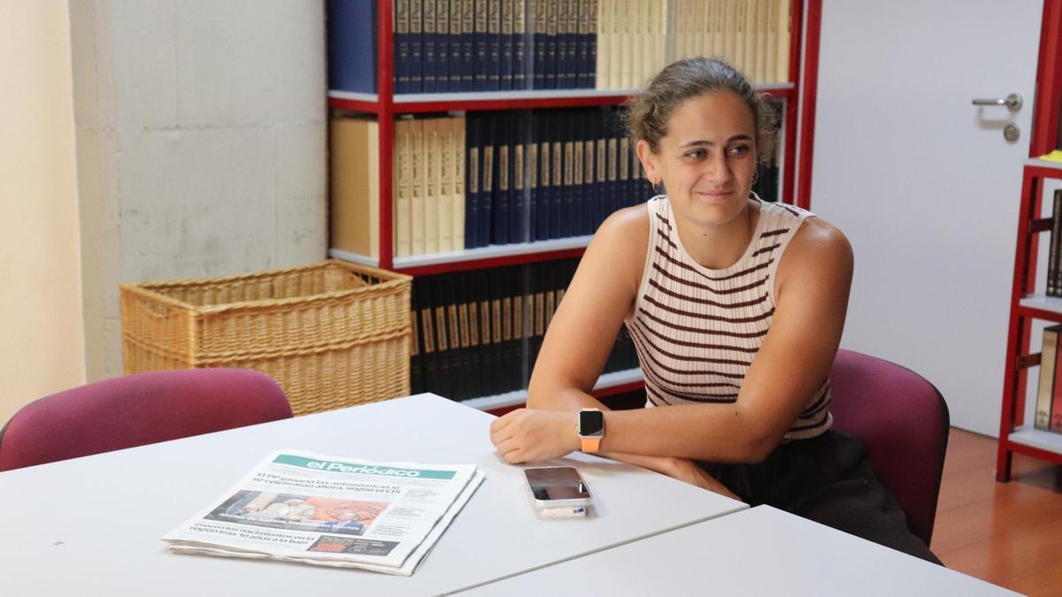 Delia Baz, en la sede de El Periódico Extremadura.