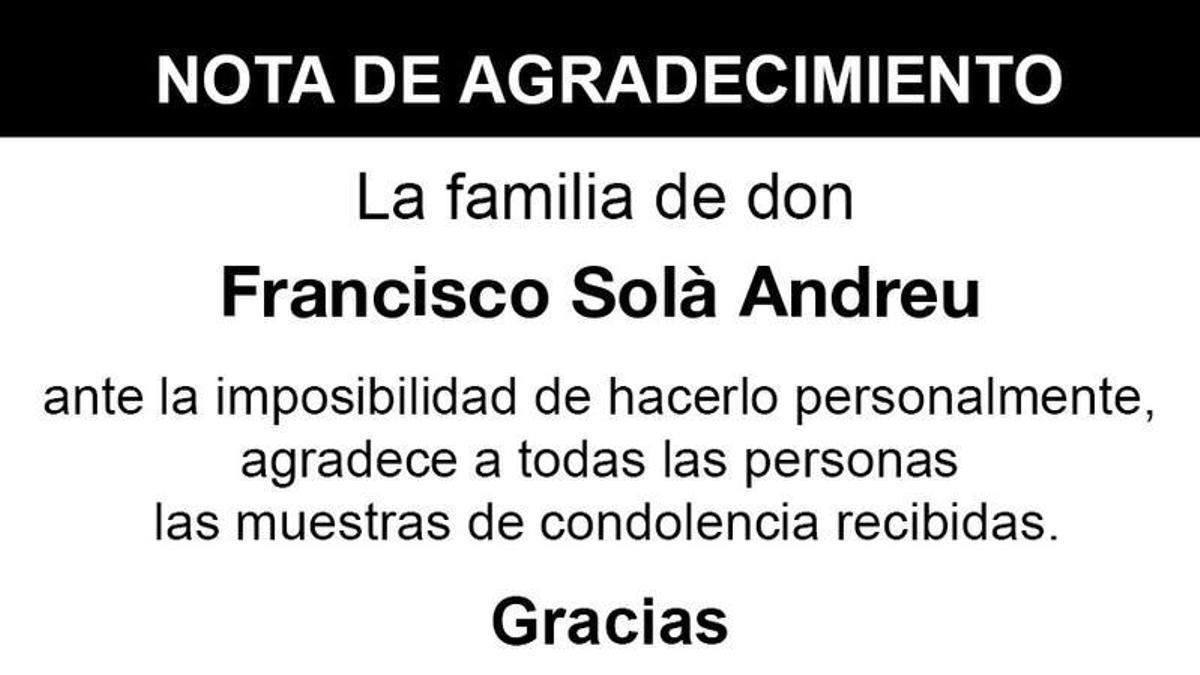 Nota Francisco Solà Andreu