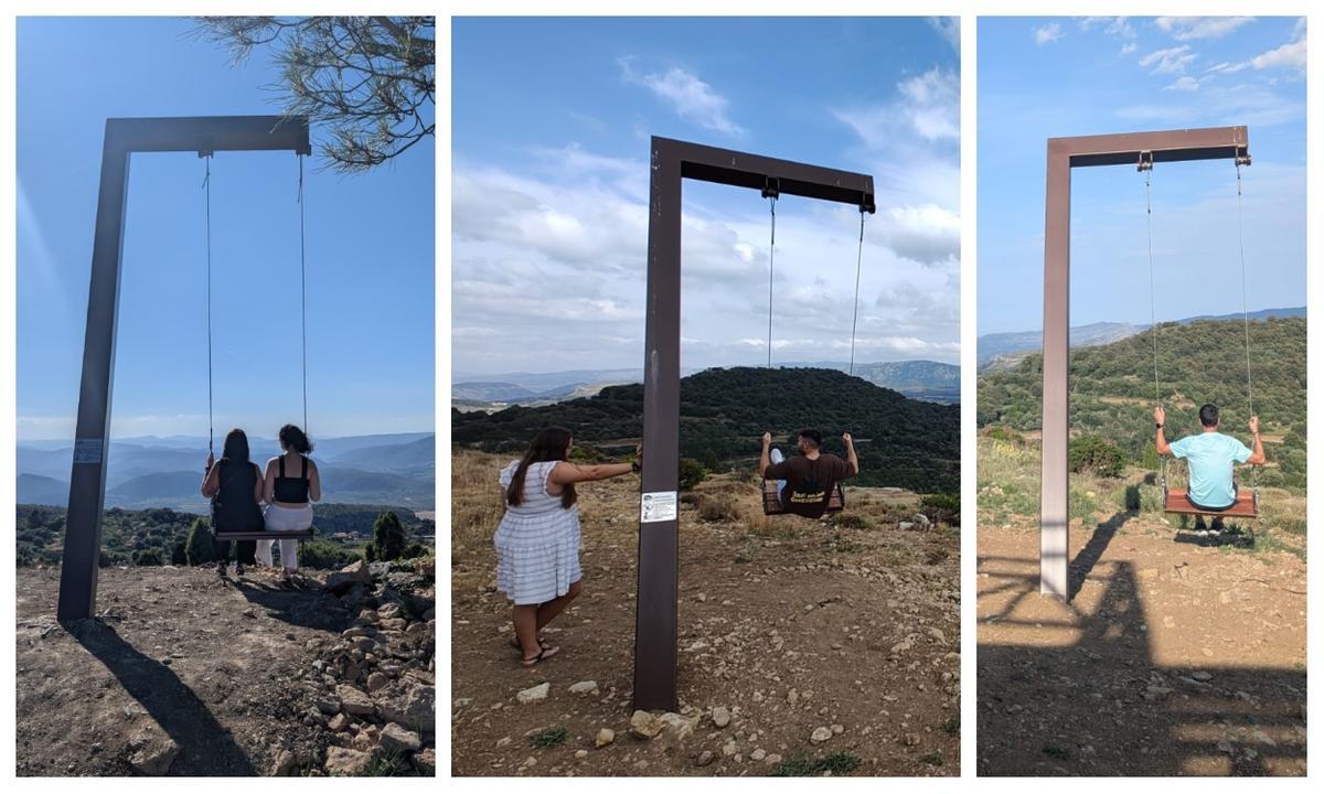 Algunos de los columpios panorámicos que han instalado en los municipios de la Mancomunitat de l'Alt Maestrat.