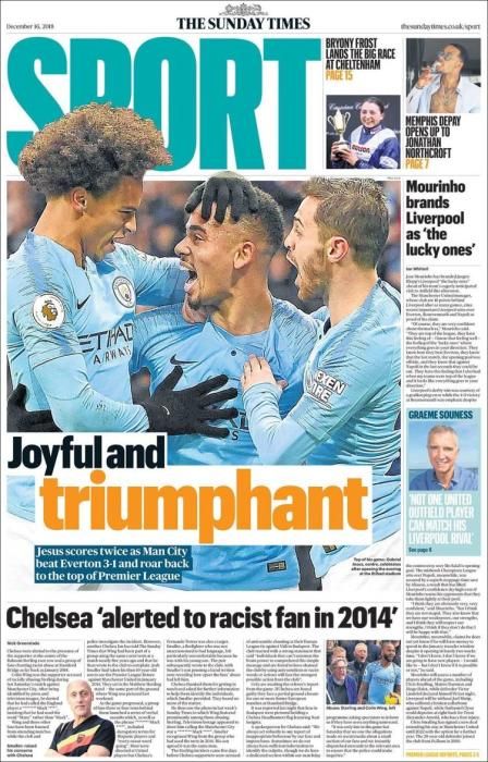 Portada THE TIMES SPORT domingo 16 diciembre 2018