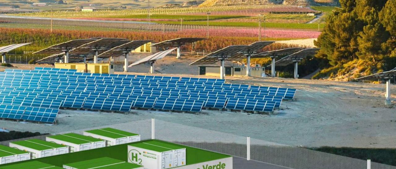 Recreación de la planta para producir hidrógeno verde junto a la depuradora de Rincón de León. | INFORMACIÓN