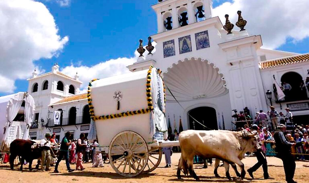 Presentación de las hermandades en la Romería del Rocío.