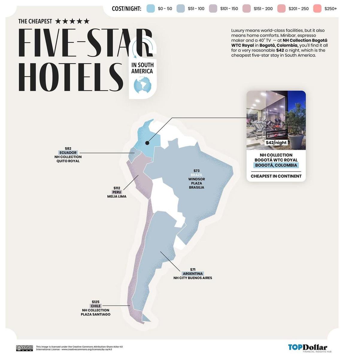 Mapa hoteles 5 estrellas más baratos del mundo