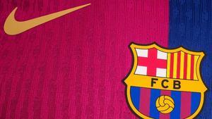 Una imagen de la camiseta del Barça con el logo de Nike, su patrocinador.