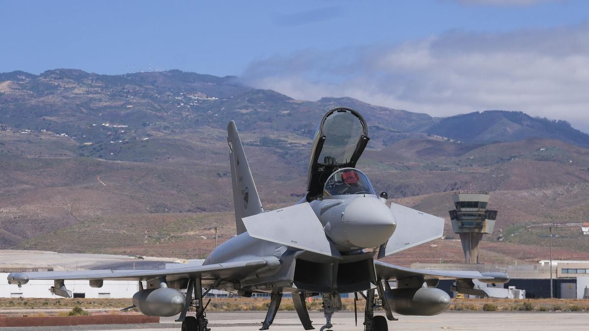 Presentación de los aviones Eurofighter Typhoon en la Base Aérea de Gando, en Gran Canaria