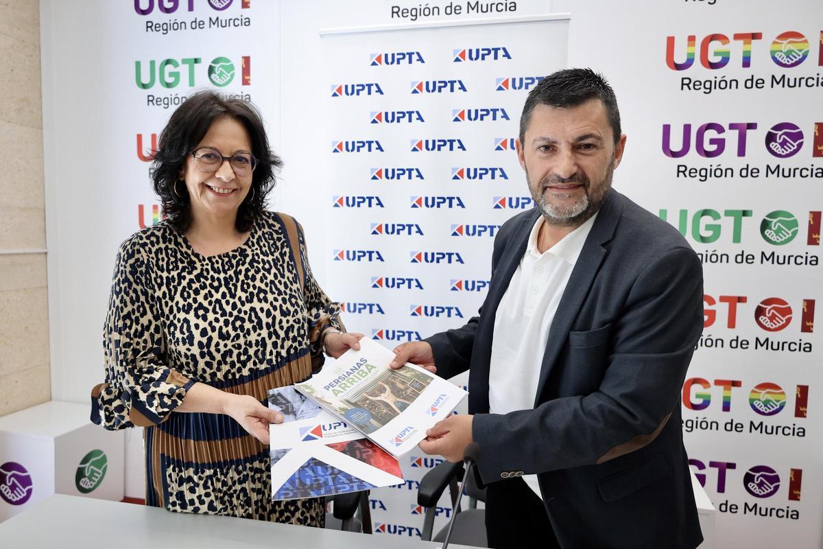 Eduardo Abad e Inés Mazuela, presidente y representante institucional de UPTA, este miércoles en Murcia.
