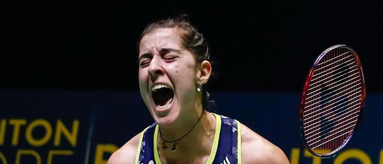 Carolina Marín, tras conquistar su sexto título europeo. |  // EUROPA PRESS