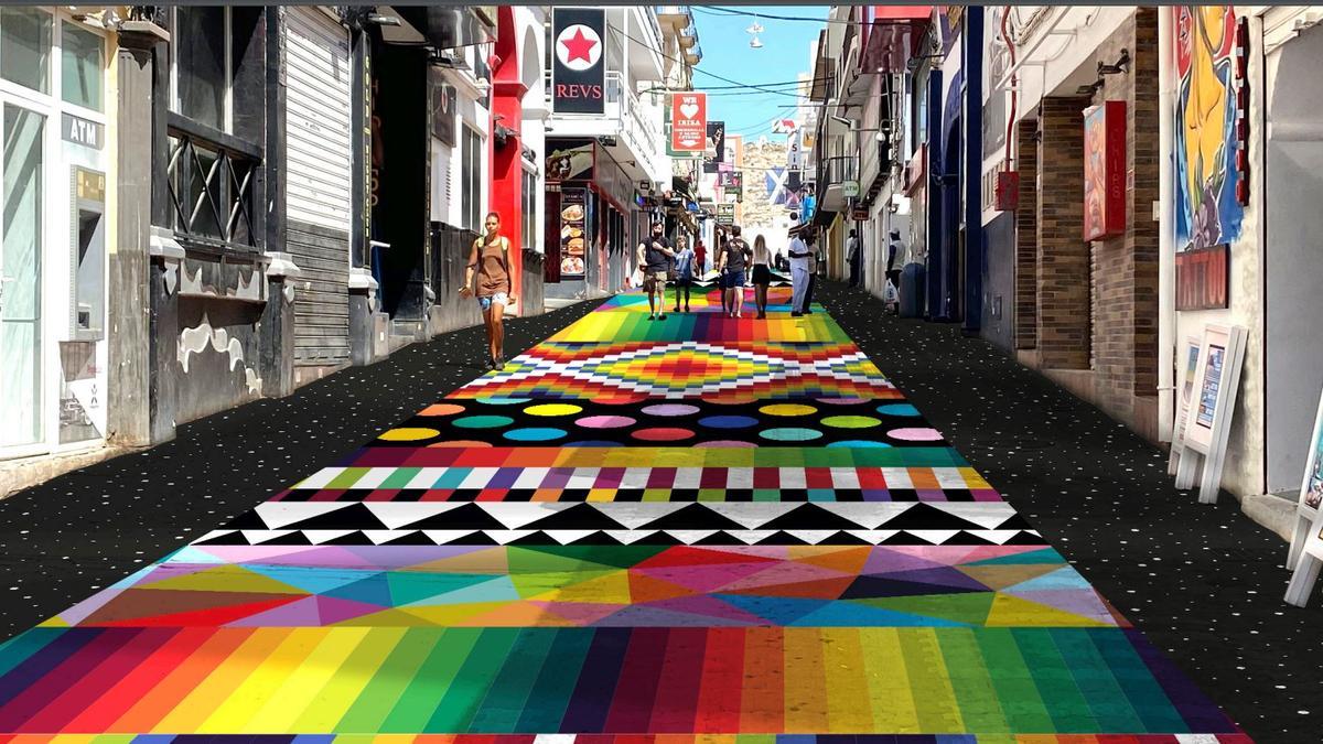 Recreación virtual de la obra proyectada por Okuda en la calle Santa Agnès.