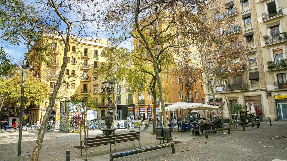 La plaza del Sortidor es uno de los puntos neurálgicos del barrio del Poble Sec