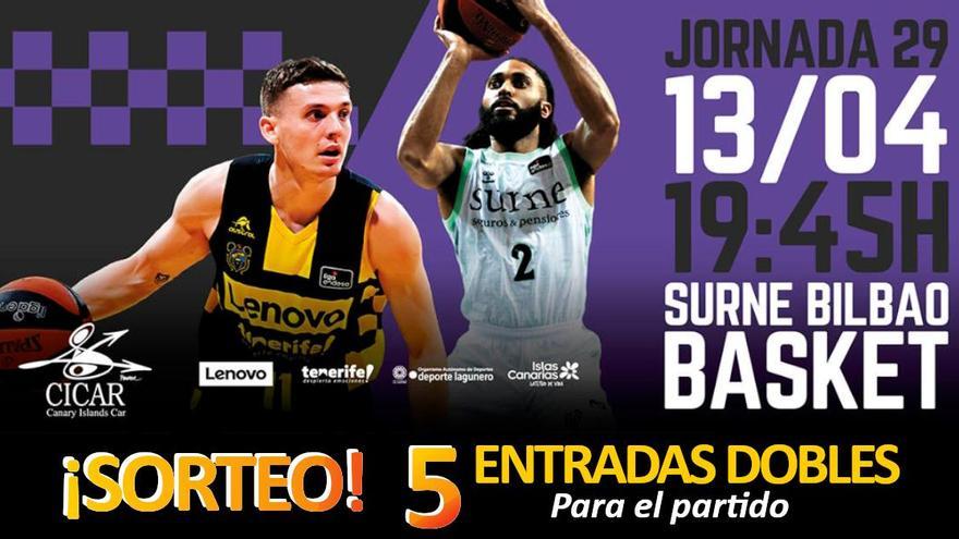 EL DÍA sortea cinco entradas dobles para el próximo partido del Lenovo Tenerife contra el Surne Bilbao Basket