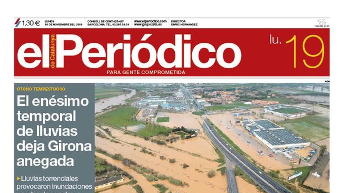 La portada de EL PERIÓDICO del 19 de noviembre del 2018