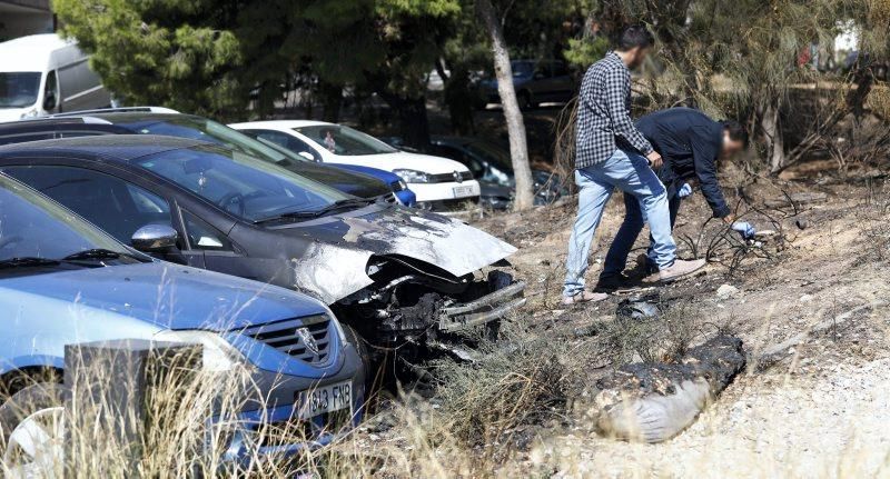 Incendio de cuatro vehículos en la calle Alhama de Aragón