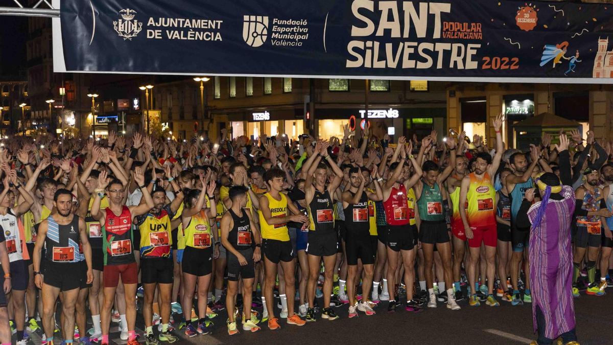 Imagen de la línea de salida de la pasada San Silvestre de Valencia.