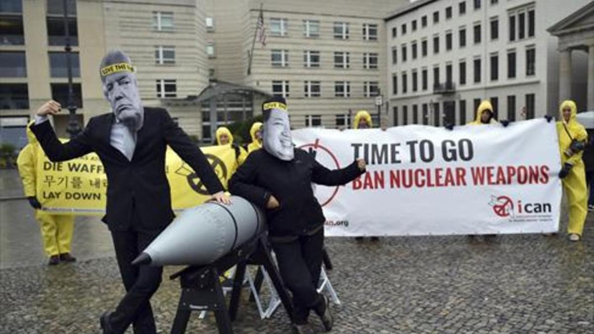 Protesta en Berlín contra armas nucleares.