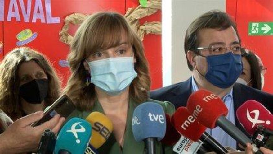 La ministra Pilar Alegría, en la convención provincial del PSOE, en Plasencia