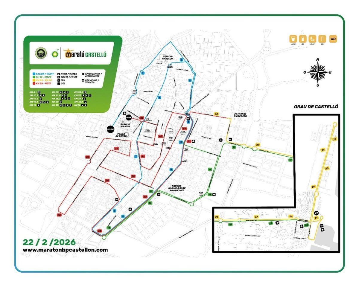 Mapa del recorrido del Marató Castelló y la 10K