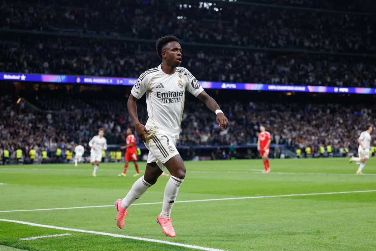 Vinicius Junior en el partido de Champions contra el Benfica.