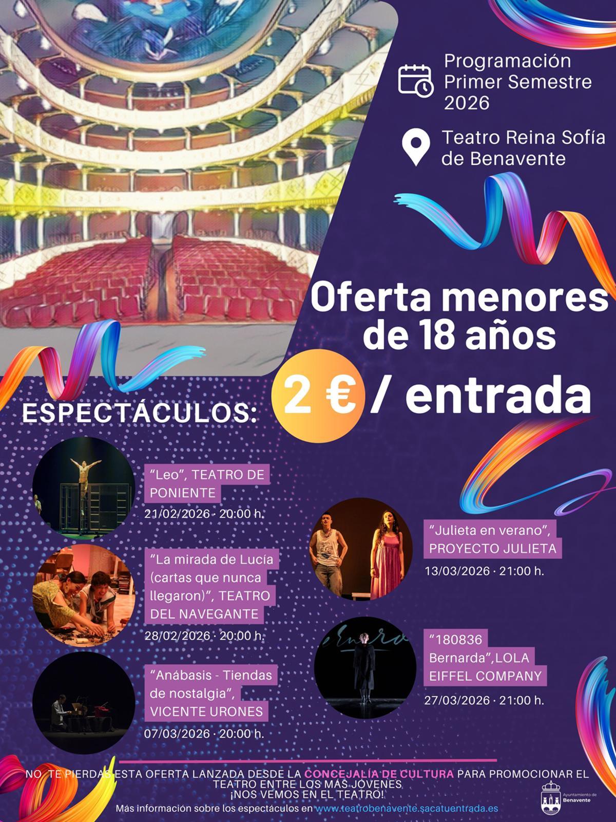 Cartel de la programación ofertada a menores de 18 años.