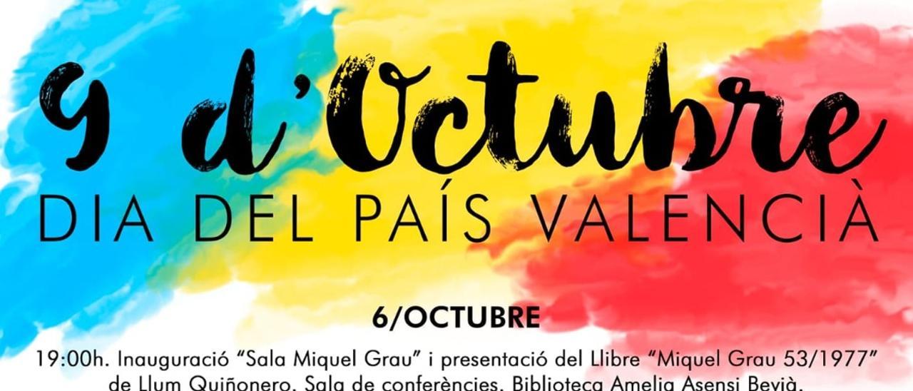 Cartel anunciador de los actos de conmemoración del 9 d´Octubre en Sant Joan, con el &quot;Dia del País Valencià&quot;