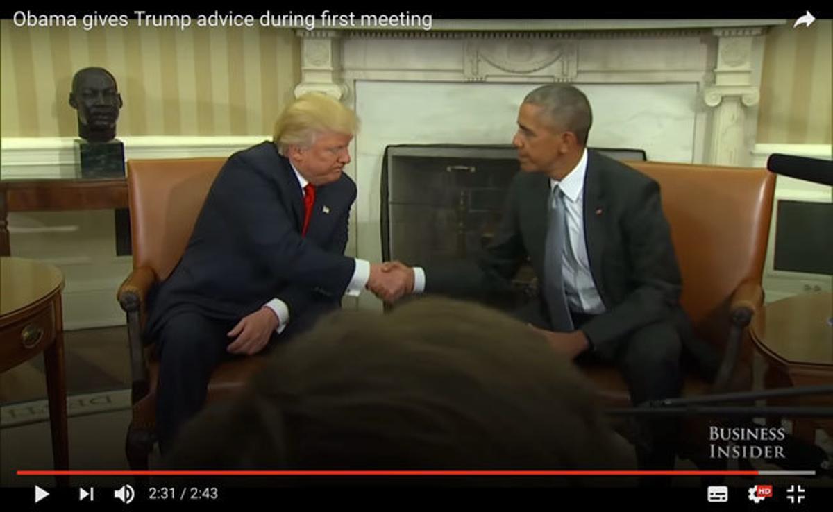 Trump deja su prepotencia a un lado en su visita a Obama