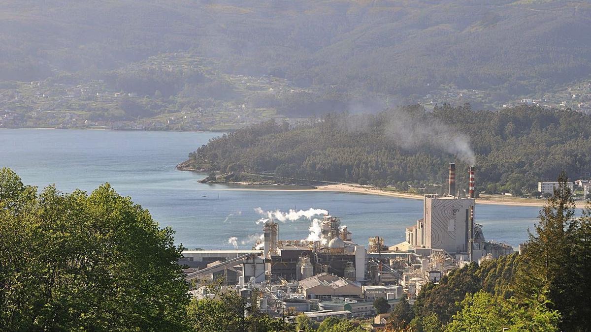 Una vista de la fábrica de Ence ante la ría de Pontevedra. |   // GUSTAVO SANTOS