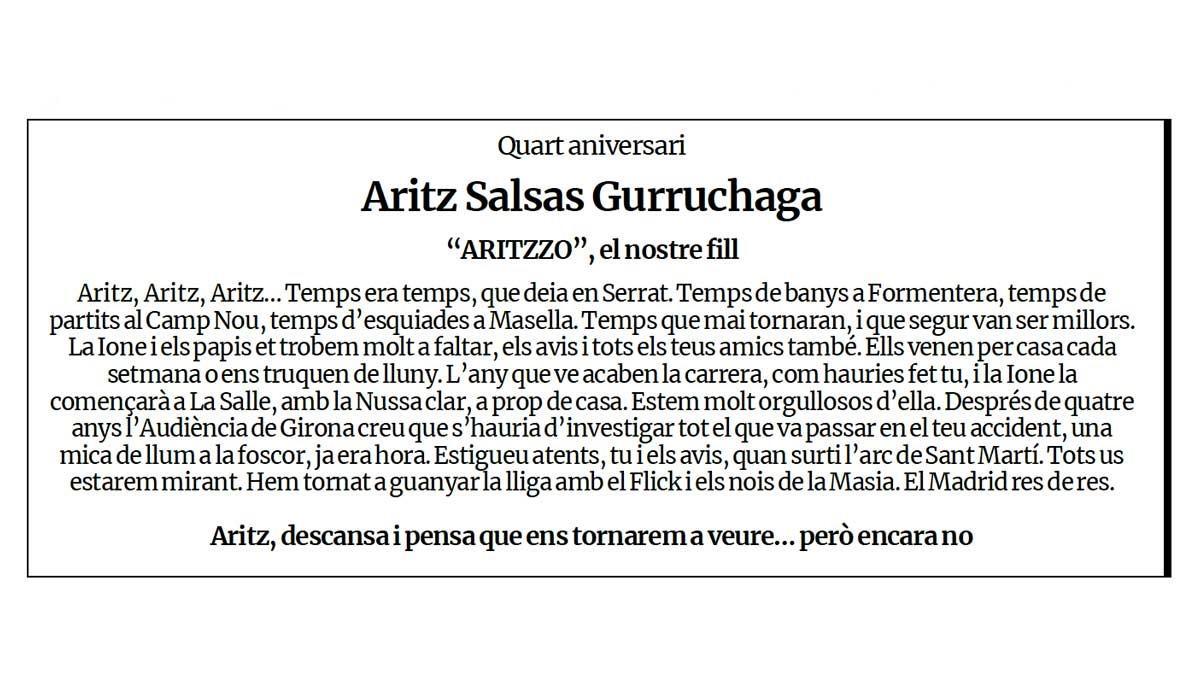 Esquela de Aritz Salsas