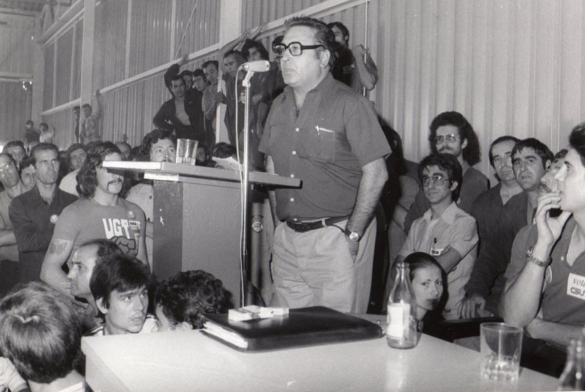 Nicolás Redondo, de UGT, en un mitin de 1978.