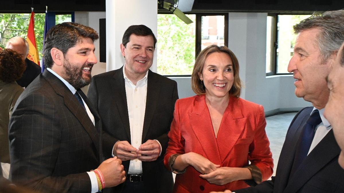 Fernando López Miras, Alfonso Fernández Mañueco, Cuca Gamarra y Alberto Núñez Feijóo.