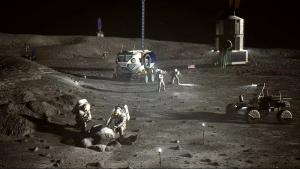 Simulación de una base humana en la Luna.