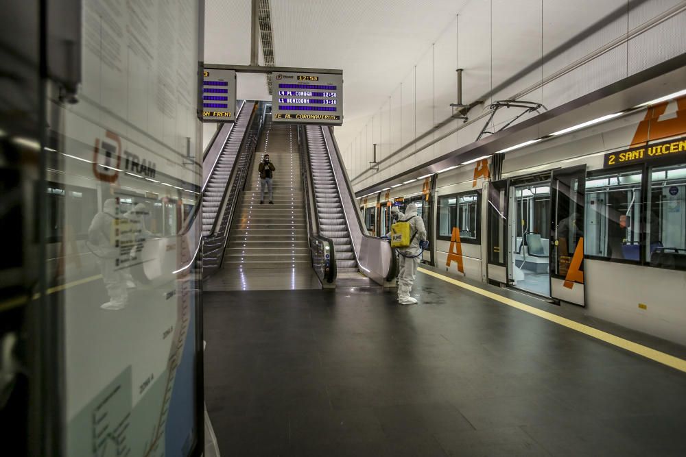 Trabajos de la UME en la Estacion de Renfe, Luceros y Hospital General de Alicante