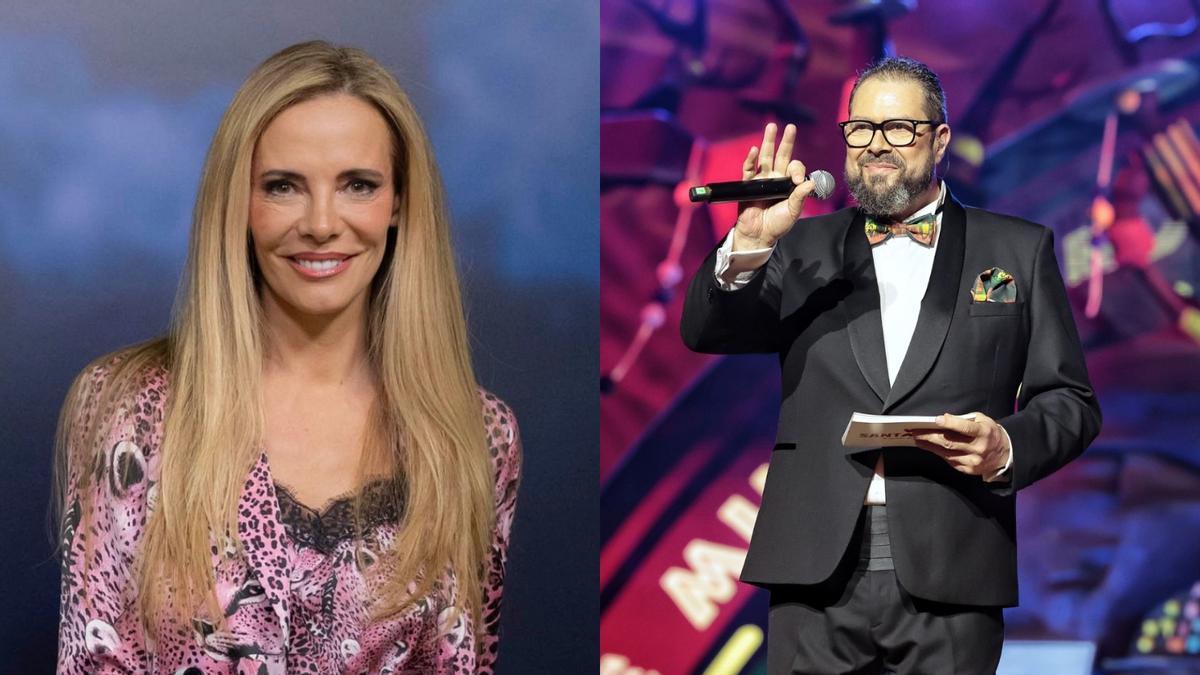 Paula Vázquez y Alexis Hernández, maestros de ceremonia de la gala de elección de la reina del Carnaval de Santa Cruz de Tenerife 2026.