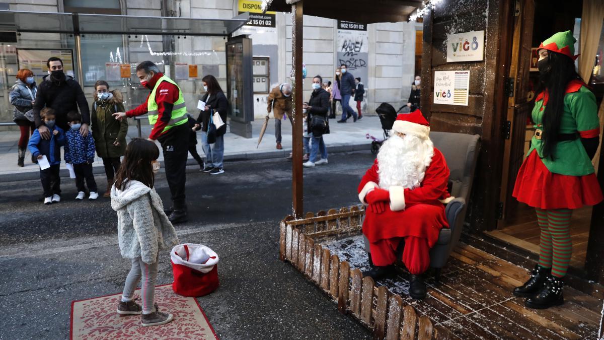 Papá Noel durante su vista a Vigo en la Navidad de 2019.