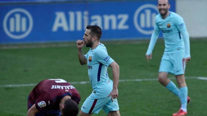 Alba després d&#039;anotar el segon gol de la tarda.