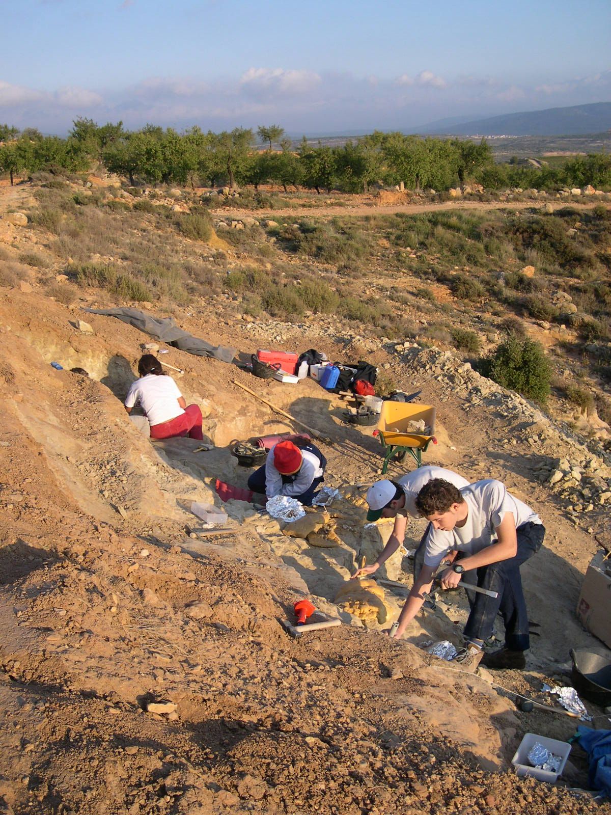 Paleontólogos excavando en la Corcolilla, en Alpuente.