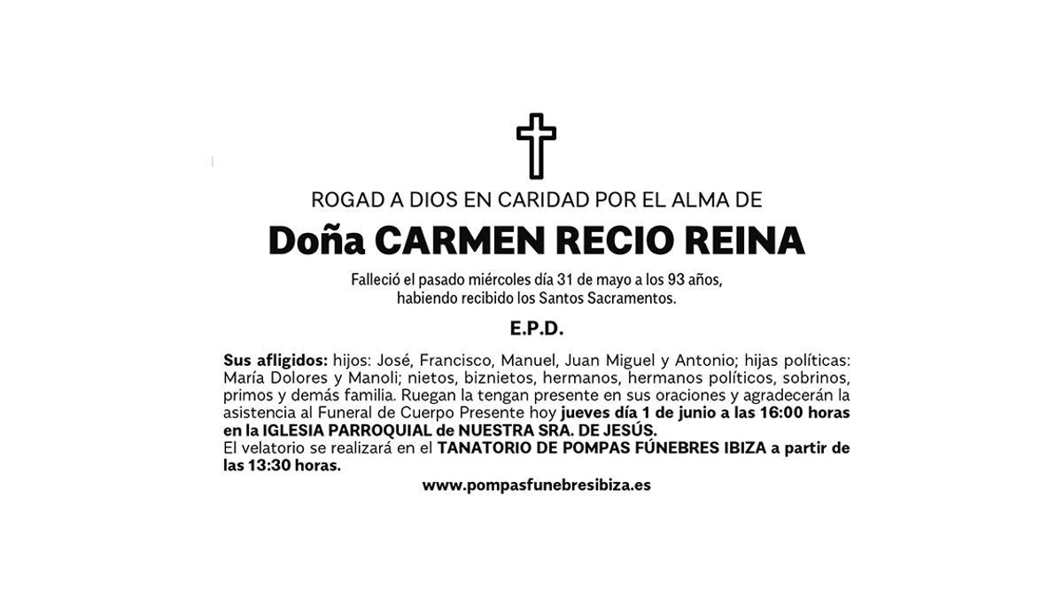 Esquela Carmen Recio Reina