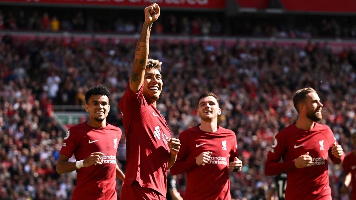 Firmino celebra su primer gol del partido ante el Bournemouth